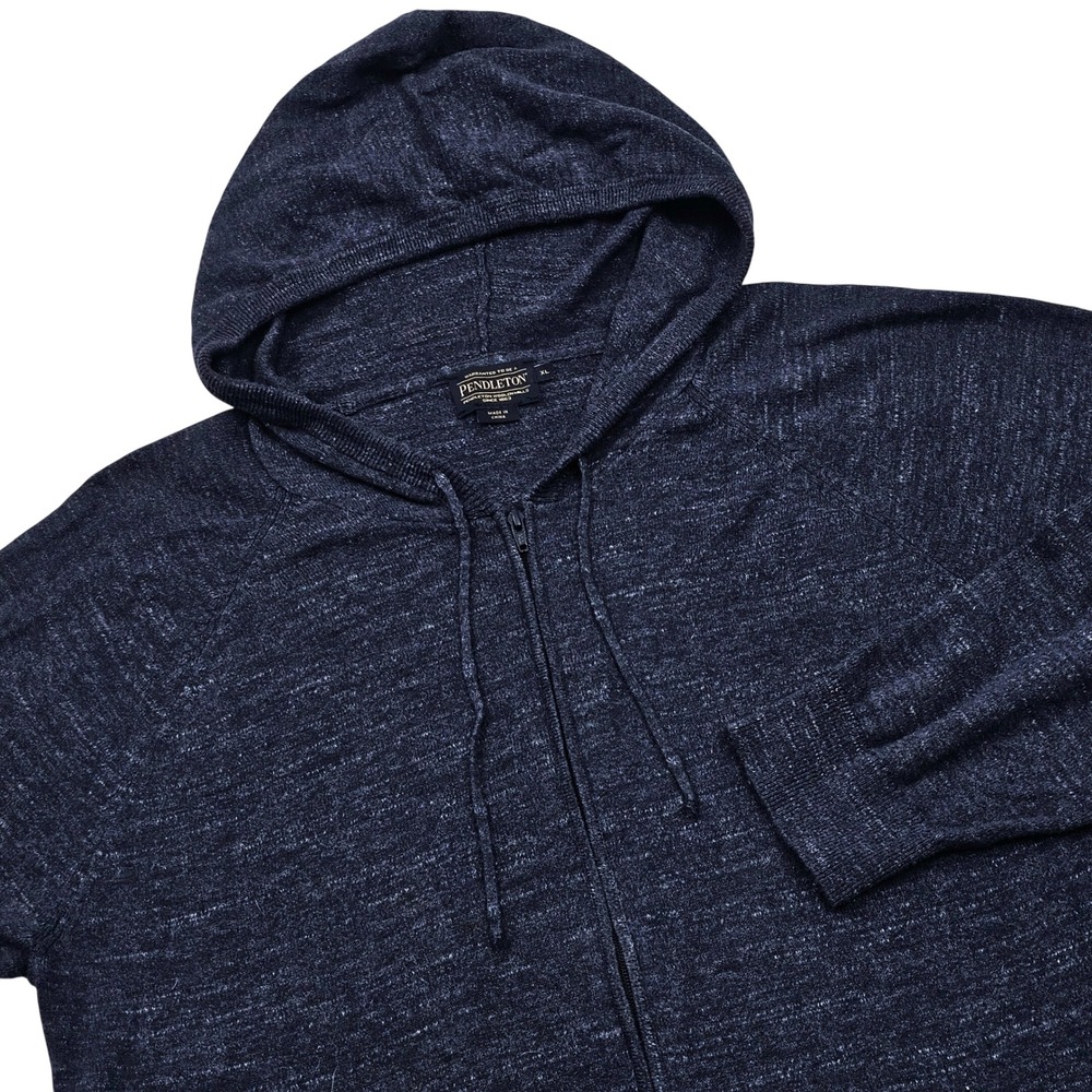 Pendleton Full Zip Hoodie Mens XL Navy Blue Cotton Knit Raglan Sleeve Casual